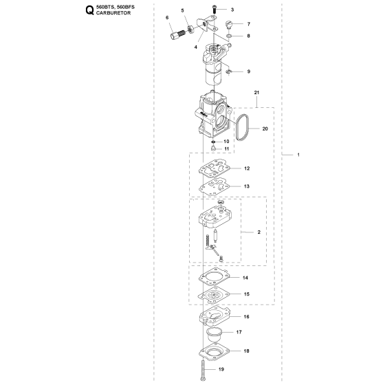 Carburetor Assembly for Husqvarna 560BTS Leaf Blower