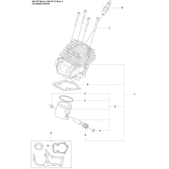 Cylinder Piston Assembly for Husqvarna 560XPG Mark II Chainsaw