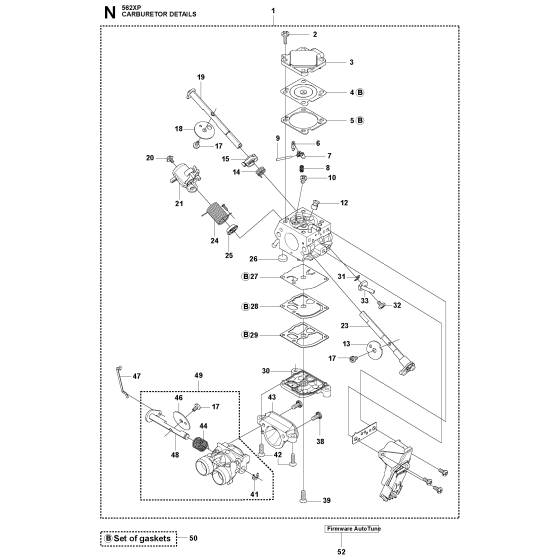 Carburetor Details Assembly For Husqvarna 562XP-XPG Chainsaw 
