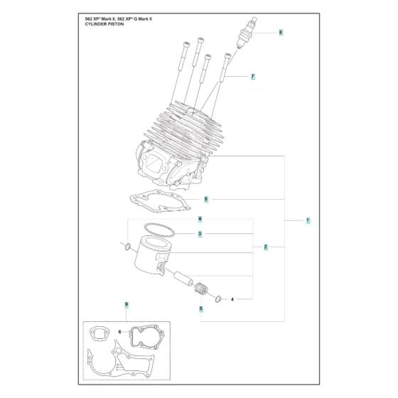 Cylinder Piston Assembly for Husqvarna 562XPG Mark II Chainsaw