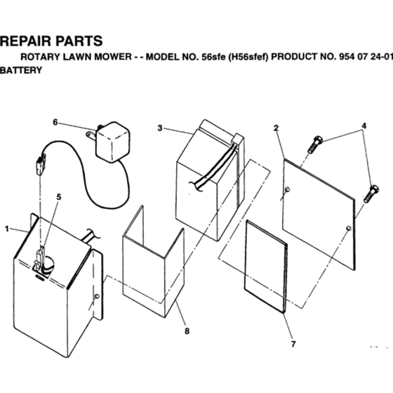 Battery Assembly for Husqvarna 56 DHS Series 5 Consumer Lawn Mowers