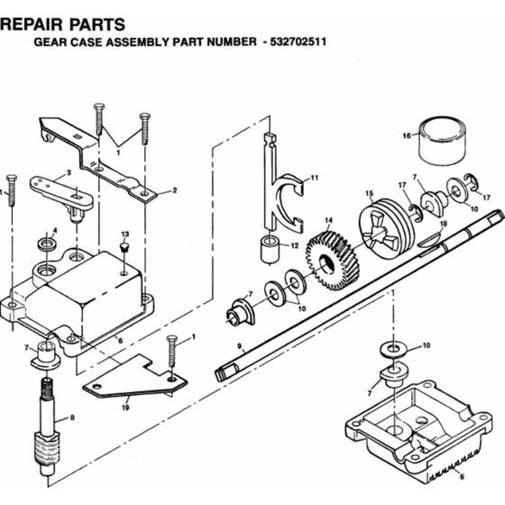 Gear Case Assembly for Husqvarna 56 SF Series 5 Consumer Lawn Mowers