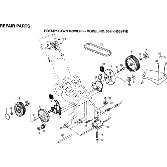 Repair Parts Assembly-2 for Husqvarna 56 SF Series 5 Consumer Lawn Mowers