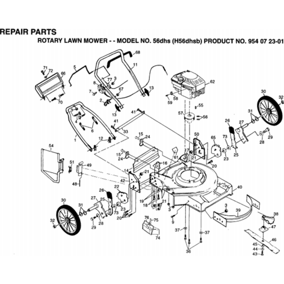 Repair Kits Assembly-1 for Husqvarna 56 SFE Series 5 Consumer Lawn Mowers