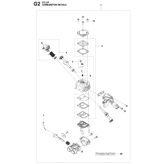 Carburetor Details Assembly For Husqvarna 572XP-XPG Chainsaw 