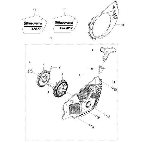 Starter Assembly For Husqvarna 572XP-XPG Chainsaw 