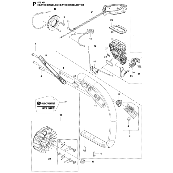 Heated Handles Assembly For Husqvarna 572XP-XPG Chainsaw 