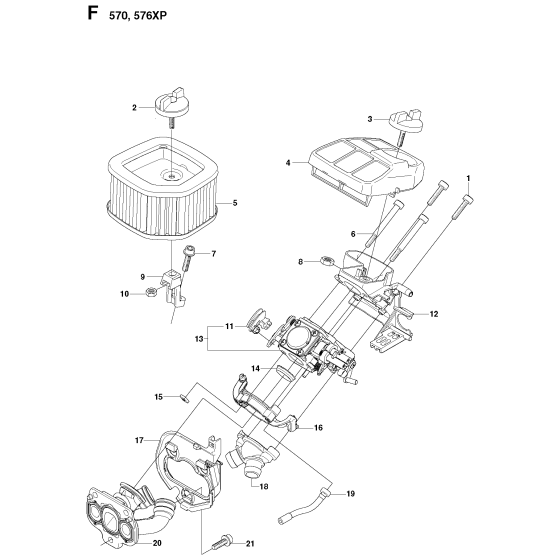 Carburetor & Air Filter Assembly For Husqvarna 576XP Chainsaw 