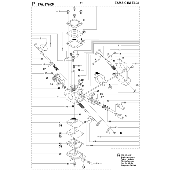 Carburetor Details Assembly For Husqvarna 576XP Chainsaw 