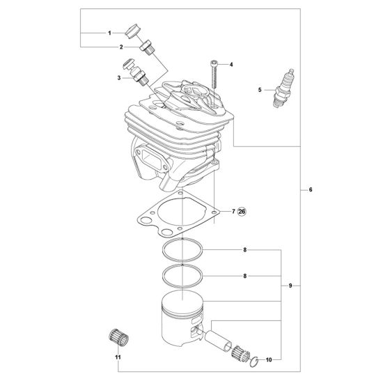 Cylinder Piston Assembly for Husqvarna 576XP AutoTune Chainsaw