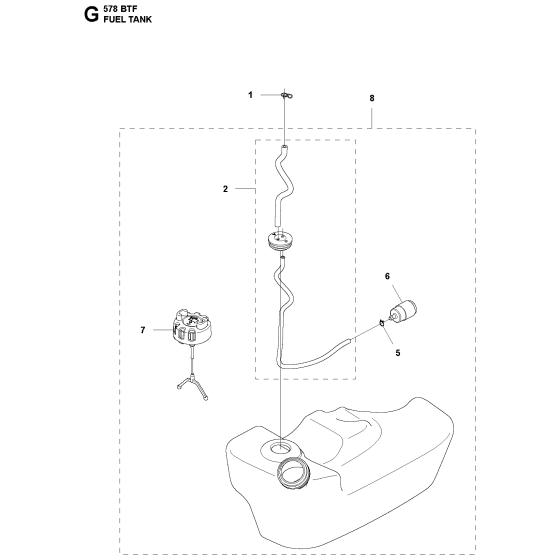 Fuel Tank Assembly for Husqvarna 578BTF Leaf Blower