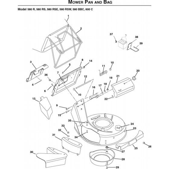 Mower Deck/Cutting Deck Assembly for Husqvarna 580 BBC Series 5 Consumer Lawn Mowers