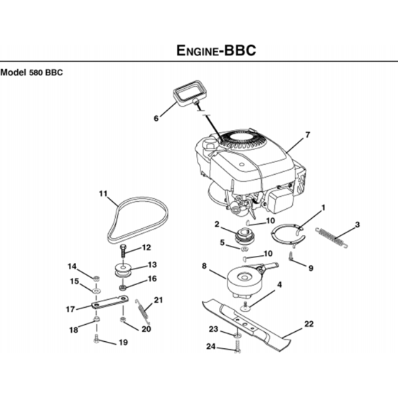 Engine Assembly-2 for Husqvarna 580 BBC Series 5 Consumer Lawn Mowers