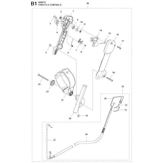 Throttle Controls Assembly for Husqvarna 580BFS Leaf Blower