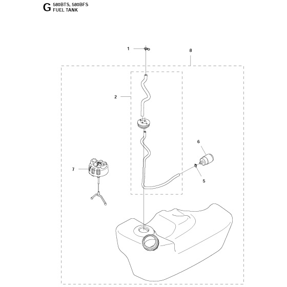 Fuel Tank Assembly for Husqvarna 580BFS Leaf Blower