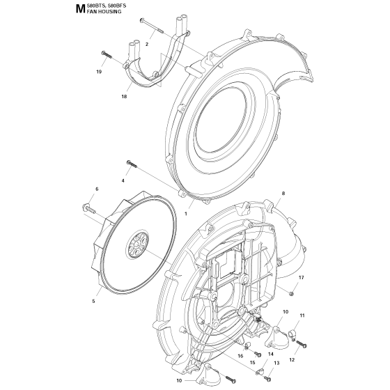 Fan Assembly for Husqvarna 580BTS Leaf Blower