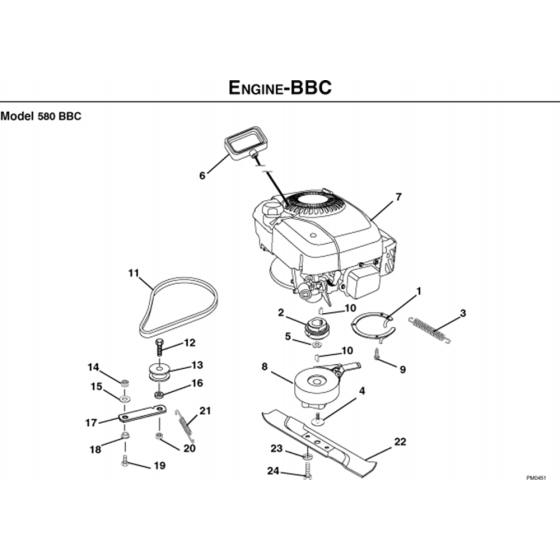 Engine Assembly-2 for Husqvarna 580 RSE Series 5 Consumer Lawn Mowers