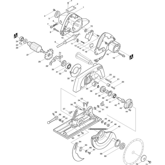 Main Assembly for Makita 5900BR Circular Saw