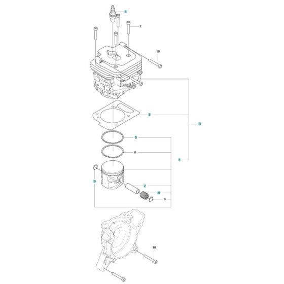 Cylinder Assembly for Husqvarna 590BTS Blower