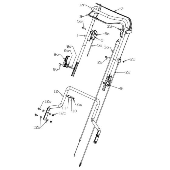 Upturned Handle Assembly for Masport 600 (2014) Mower