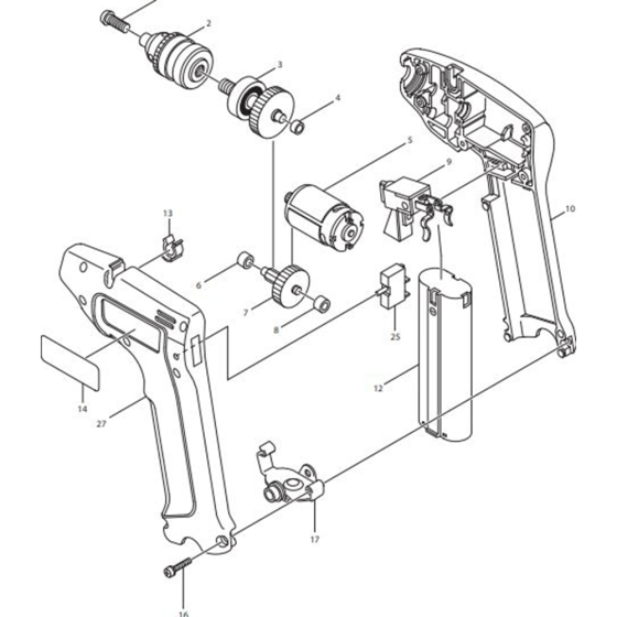 Main Assembly for Makita 6010D Cordless Drills