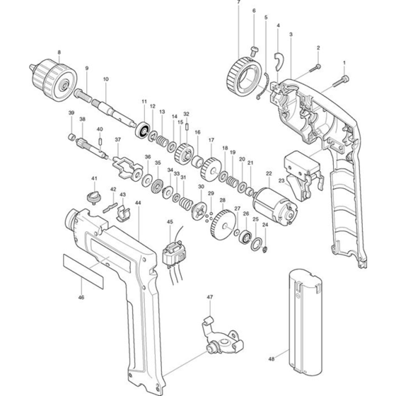 Main Assembly for Makita 6075D 7.2V Drill Driver