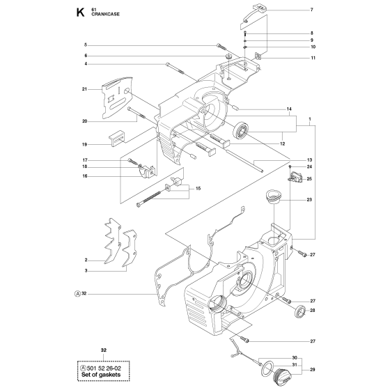 Crankcase Assembly For Husqvarna 61 Chainsaw 