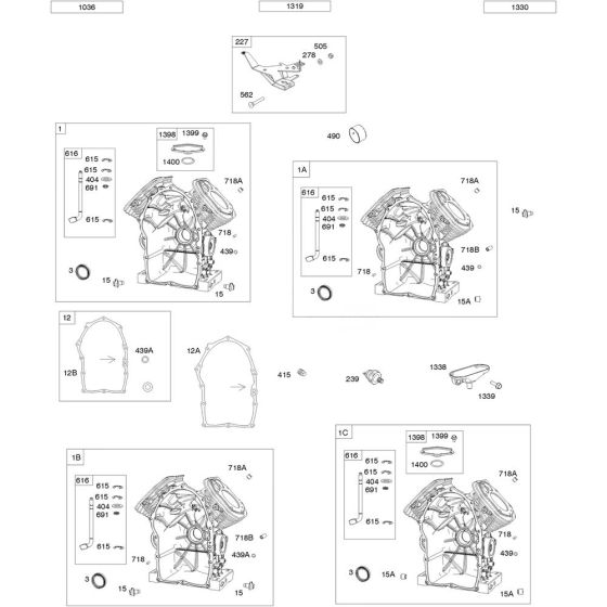 Cylinder Assembly for Briggs and Stratton Model No.613477-1313-J1 Horizontal Shaft Engine