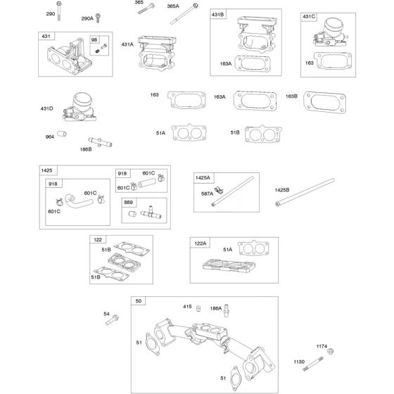 Intake Manifold Assembly for Briggs and Stratton Model No.613477-0039-J1 Horizontal Shaft Engine