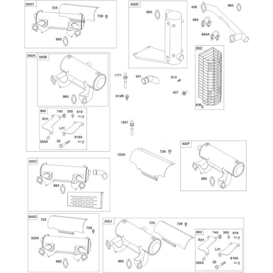 Muffler Assembly for Briggs and Stratton Model No.613477-3079-J1 Horizontal Shaft Engine