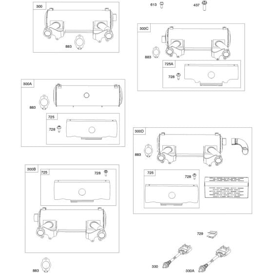 Exhaust System Assembly for Briggs and Stratton Model No.61E377-0009-J1 Horizontal Shaft Engine