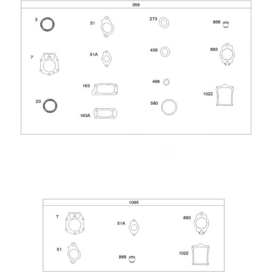 Engine Gasket Assembly for Briggs and Stratton Model No.61E477-0007-J1 Horizontal Shaft Engine