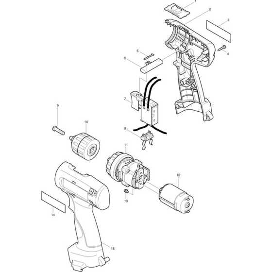 Main Assembly for Makita 6260D 9.6V 3/8" Drill Driver