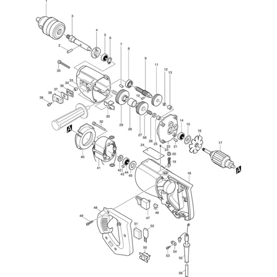 Main Assembly for Makita 63004 Rotary Hammer Drill