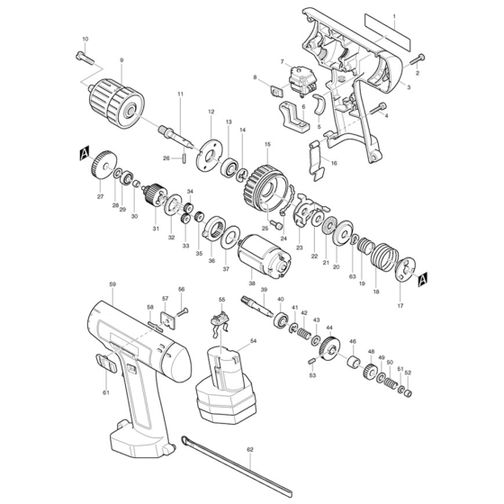 Complete Assembly for Makita 6311D 12V NiCD Drill Driver