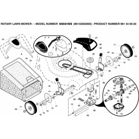 Repair Parts-1 for Husqvarna 65021 ES Lawn Mowers