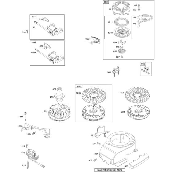 Blower Housing Assembly for Briggs and Stratton Model No. 126M02-1030-F1 Vertical Shaft Engine