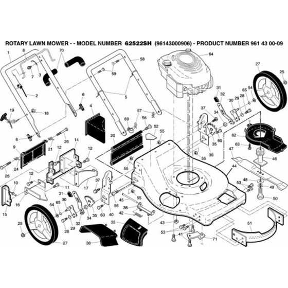 Repair Parts  for Husqvarna 6522 SH Lawn Mowers