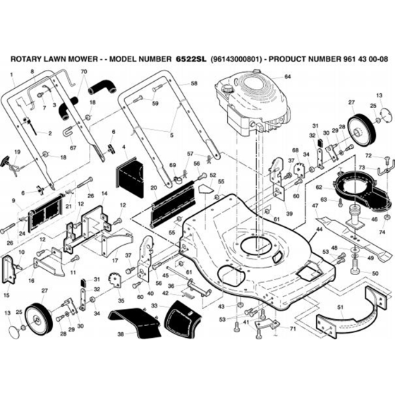 Frame  for Husqvarna 6522 SL  Lawn Mowers