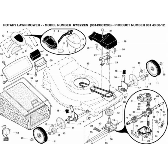 Product Complete-1 for Husqvarna 67522 ES Lawn Mowers