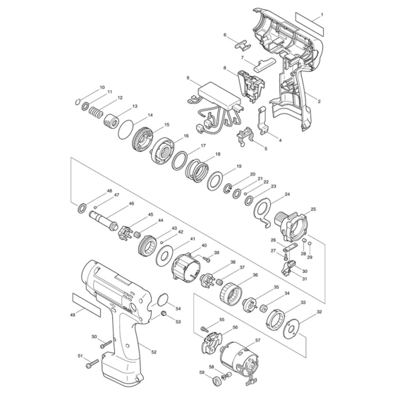 Complete Assembly for Makita 6796D Cordless Screwdriver