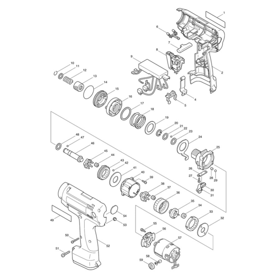 Complete Assembly for Makita 6798FD 12V Combi Drill