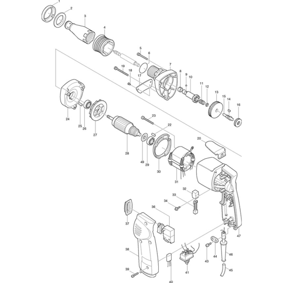 Main Assembly for Makita 6801DBV Drywall Corded Screwgun