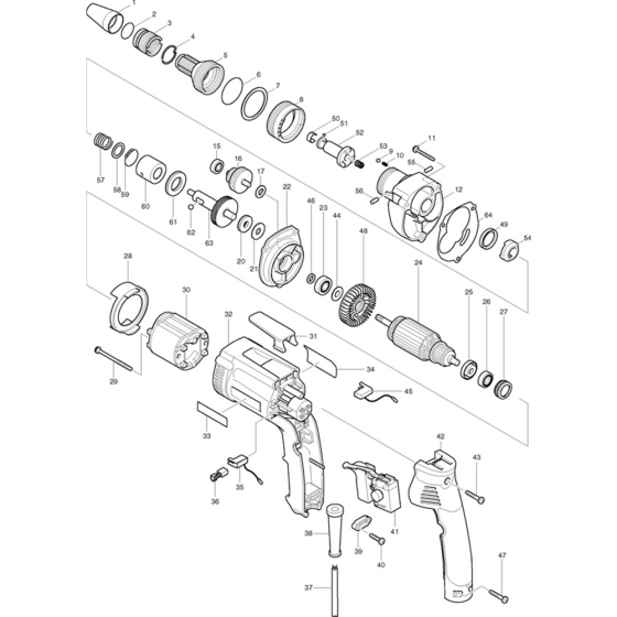 Main Assembly for Makita 6827 Torque Adjustable Corded Screwgun