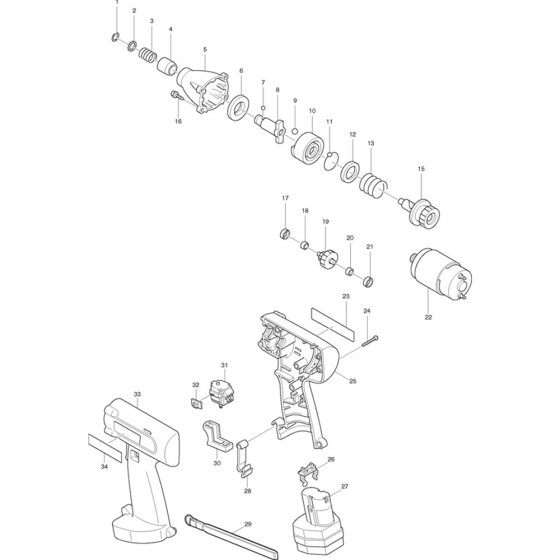 Main Assembly for Makita 6913D Impact Drivers