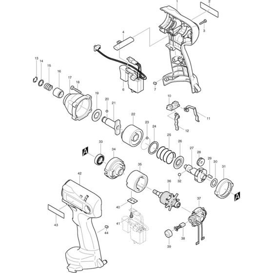 Main Assembly for Makita 6932FD Impact Drivers