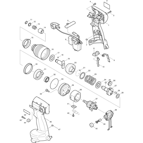 Main Assembly for Makita 6935FD Impact Drivers