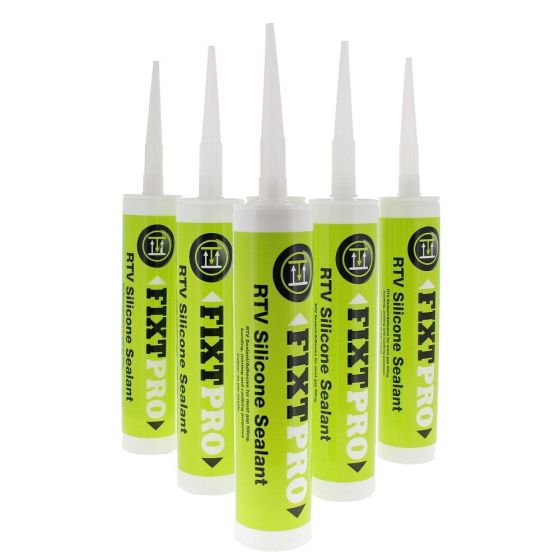 FIXT Clear Silicone Sealant - 300 ml Cartridge - Pack of 6