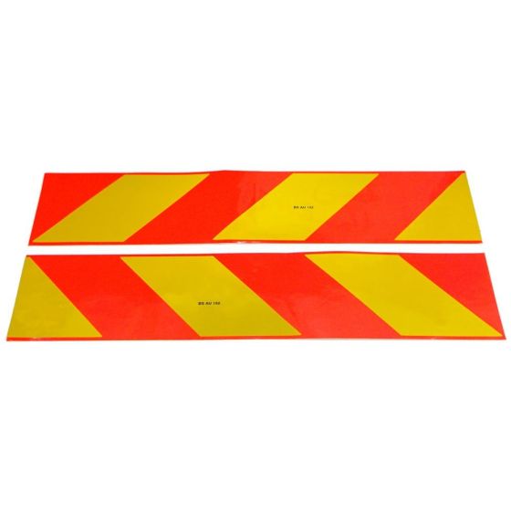 Pair of Adhesive Orange/Yellow Chevrons - BS AU 152 Standard