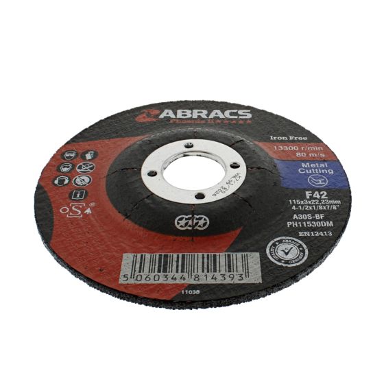 4.1/2" x 22mm Metal Abrasive Cutting Disc - Depressed Centre